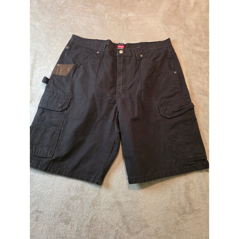 Wrangler Cargo Shorts Mens 36 Black Ripstop Workwear